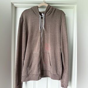 AK starfish Co. full zip brown hoodie red flower detail